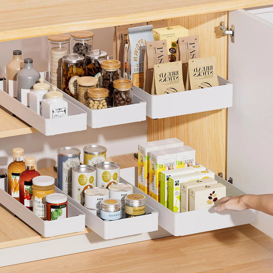 3pcs/set Kitchen Storage Drawer Sliding Rail Pull-out Cabinet Storage Rack