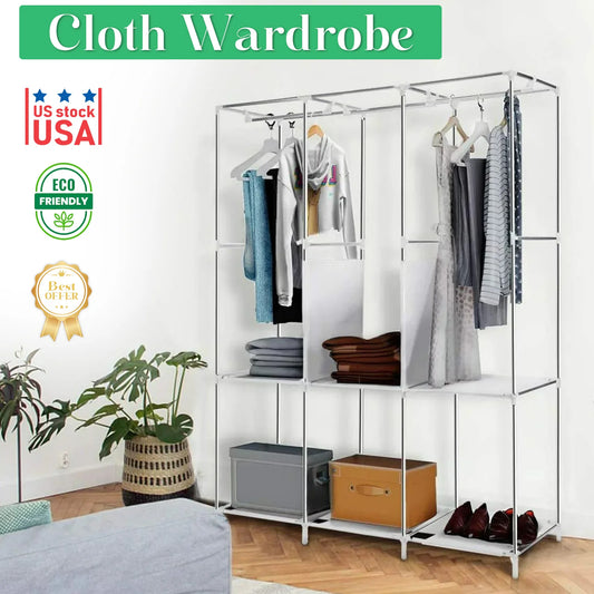 Closet Wardrobe Organizer Storage Rack, Portable, Dustproof, Non-woven Fabric Quick and Easy to Assemble