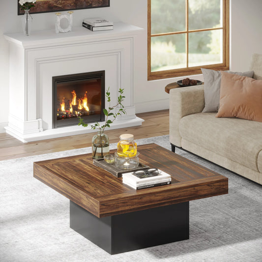 Square LED Coffee Table Engineered Wood