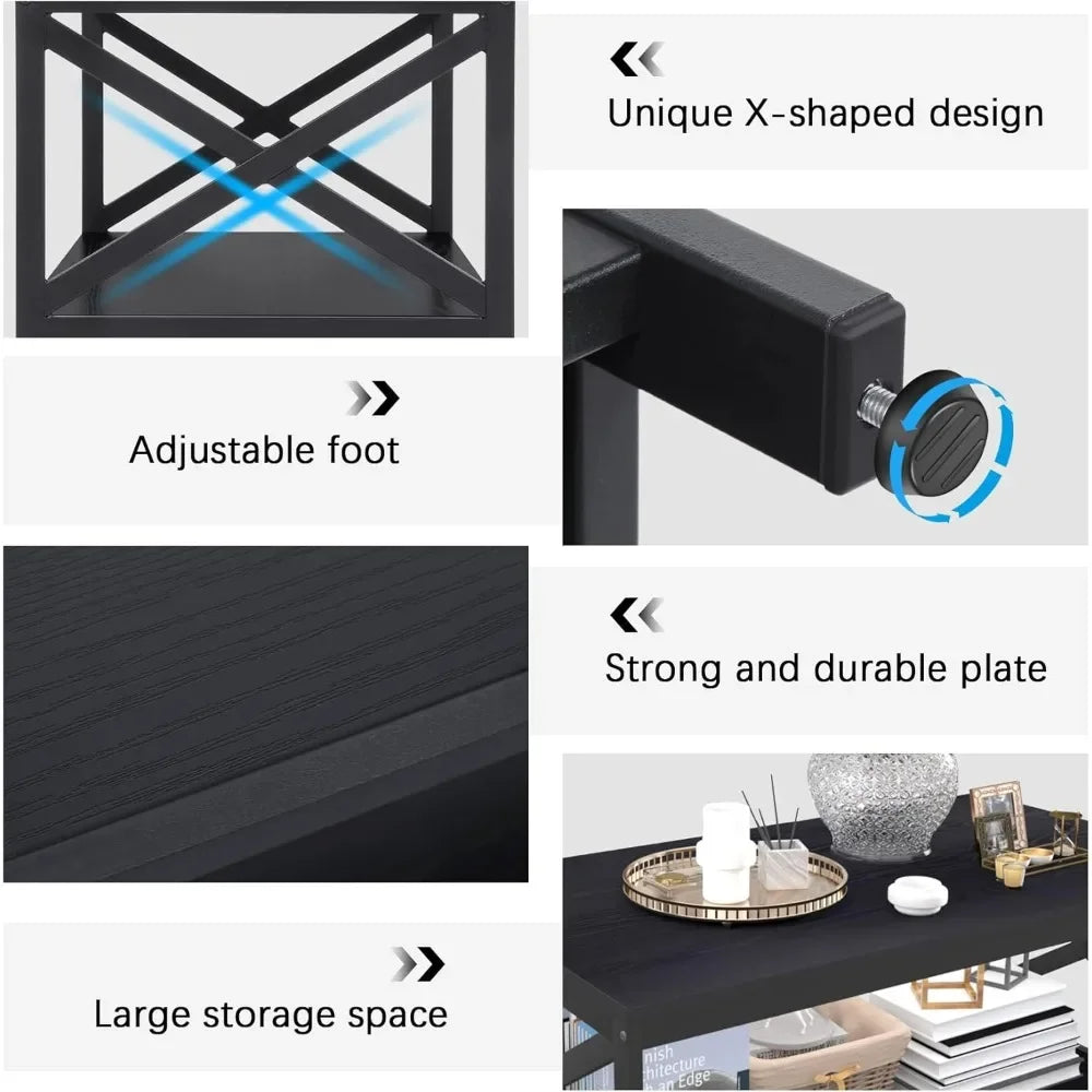 Industrial X-Design Coffee Table and 2 End Side Tables