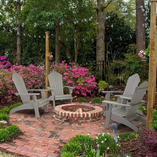 Set of 4 Oversized Adirondack Chairs Weather Resistant with Cup Holder