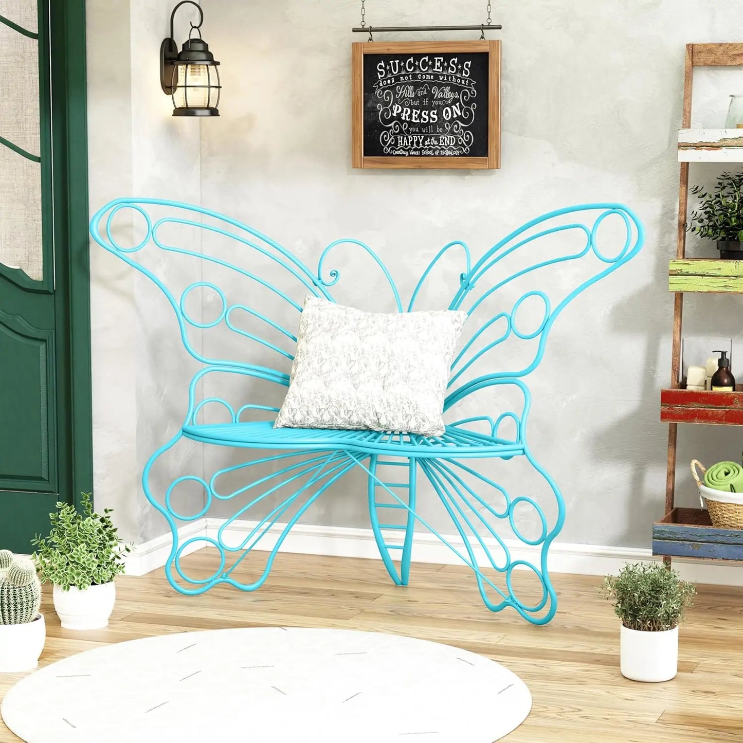 50 Inches Garden Bench with Sturdy Iron Metal Frame