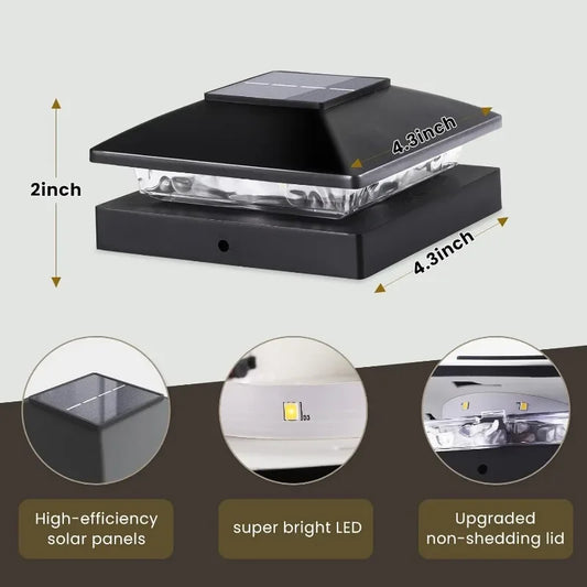 Outdoor 16pack, Black Waterproof Solar Powered Deck Fence Post Lights