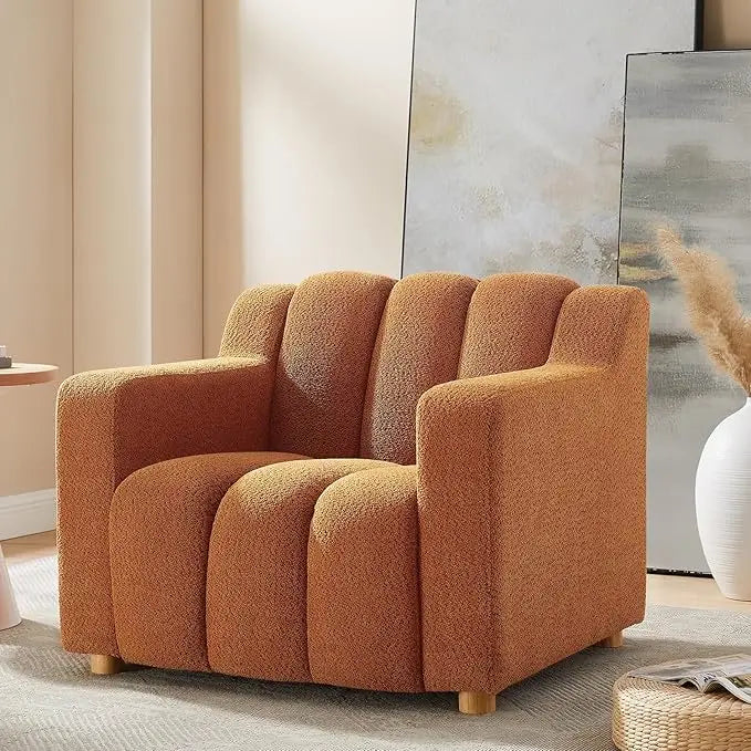 40" Comfy Boucle, Deep Seat and Wide Arms, Upholstered Armchair