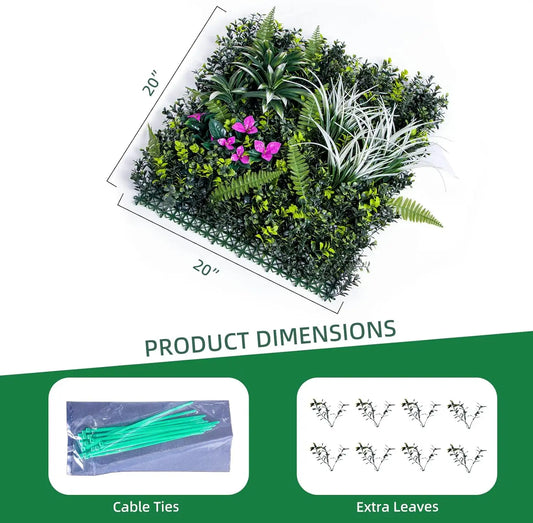 12pcs Artificial Plant Wall, 50x50cm Artificial Hedge Christmas Decorations Fake Plants Panel Wedding Grass Mat for Garden/Backyard