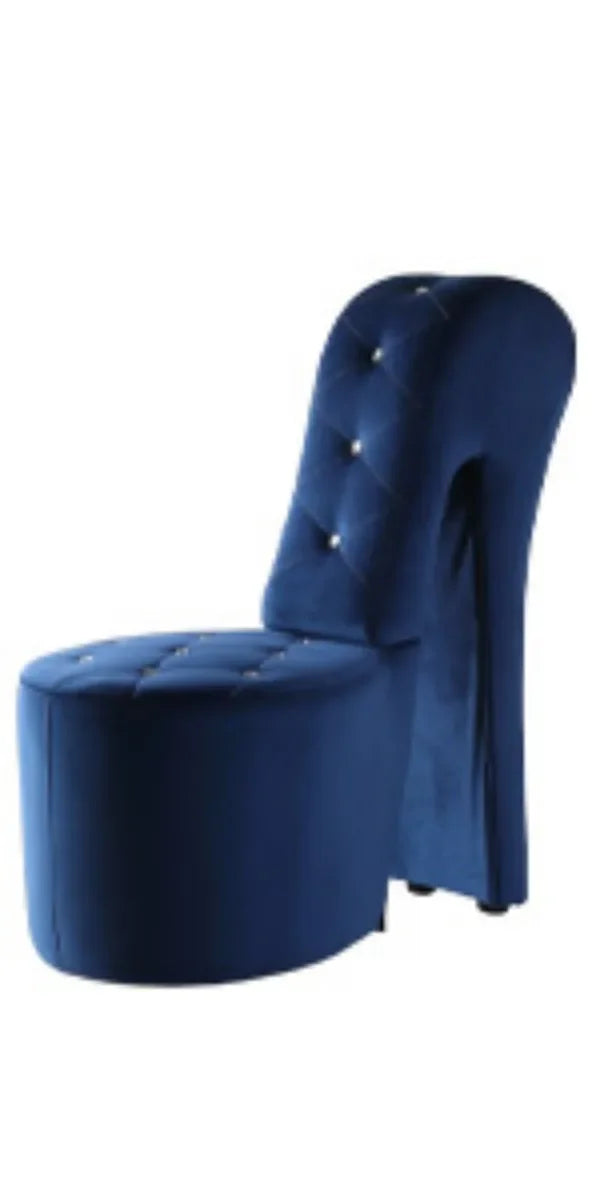 High Heel Velvet Shoe Chair with Crystal Studs Gray (40"D X 19"W X 40"H)