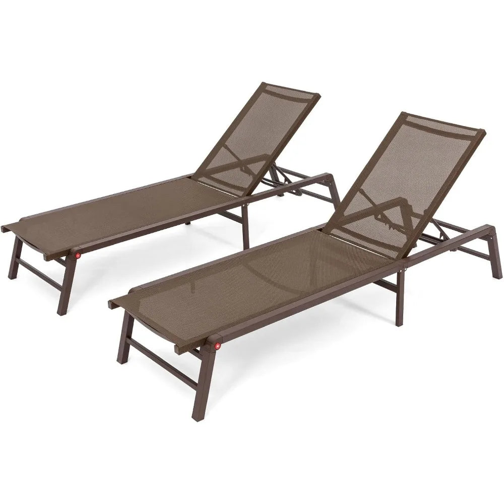 2 Foldable Patio Lounge Chairs