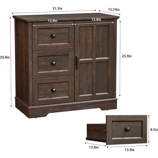 Chest of Drawers with Wooden Drawers and Cross Door, TV Stand