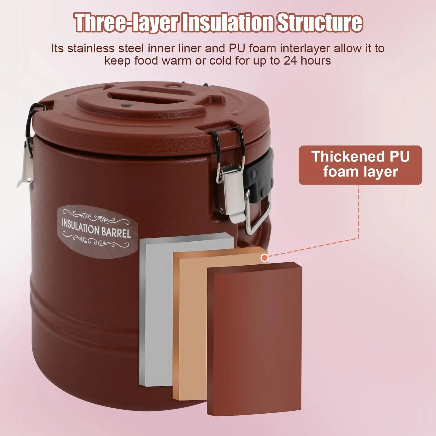 15.9Qt Insulated Soup Container 4 Gallon Commercial Food Warmer for Hot&Cold Food