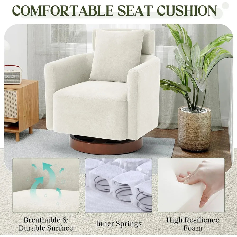 Set of 2 Swivel Barrel Chair with Adjustable Backrest