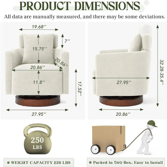 Set of 2 Swivel Barrel Chair with Adjustable Backrest