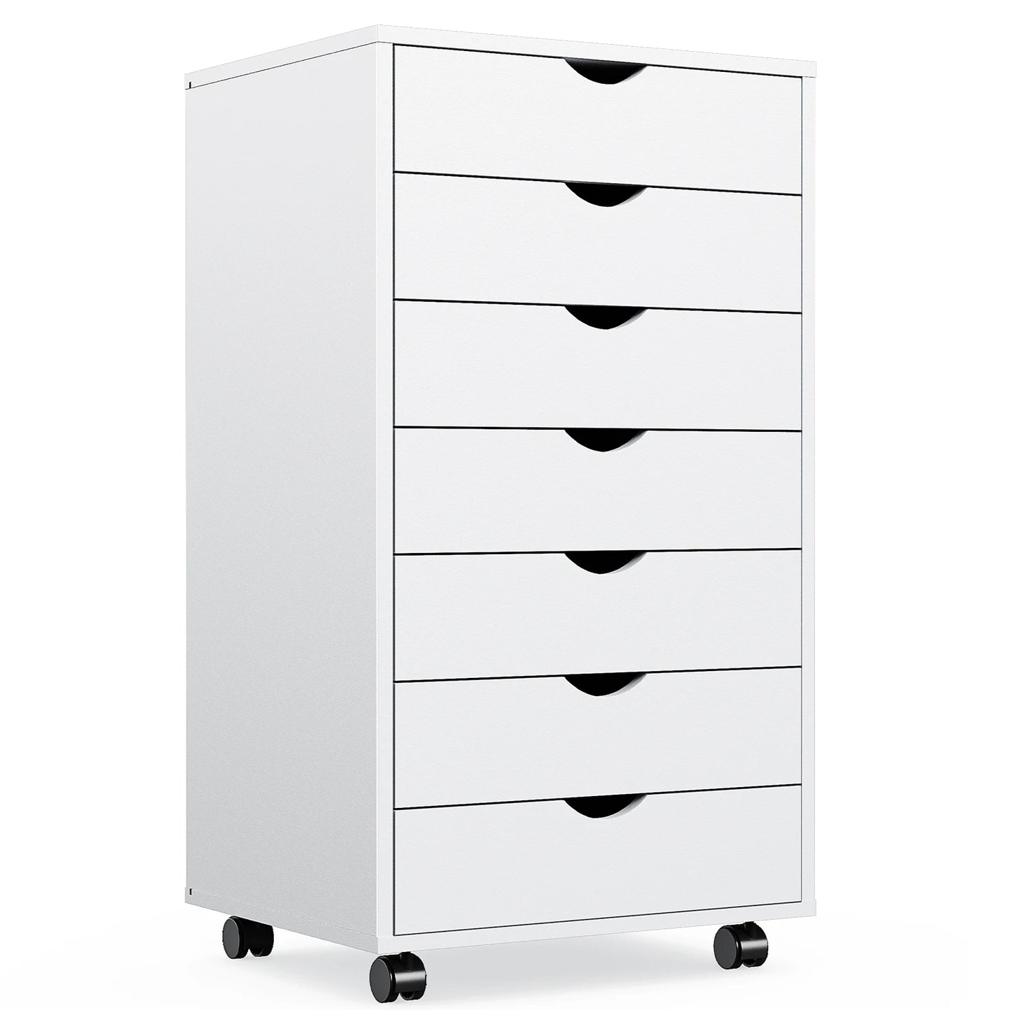 7 Drawer Chest Storage Cabinet, Wooden File Office, Mobile Cabinet on Wheels