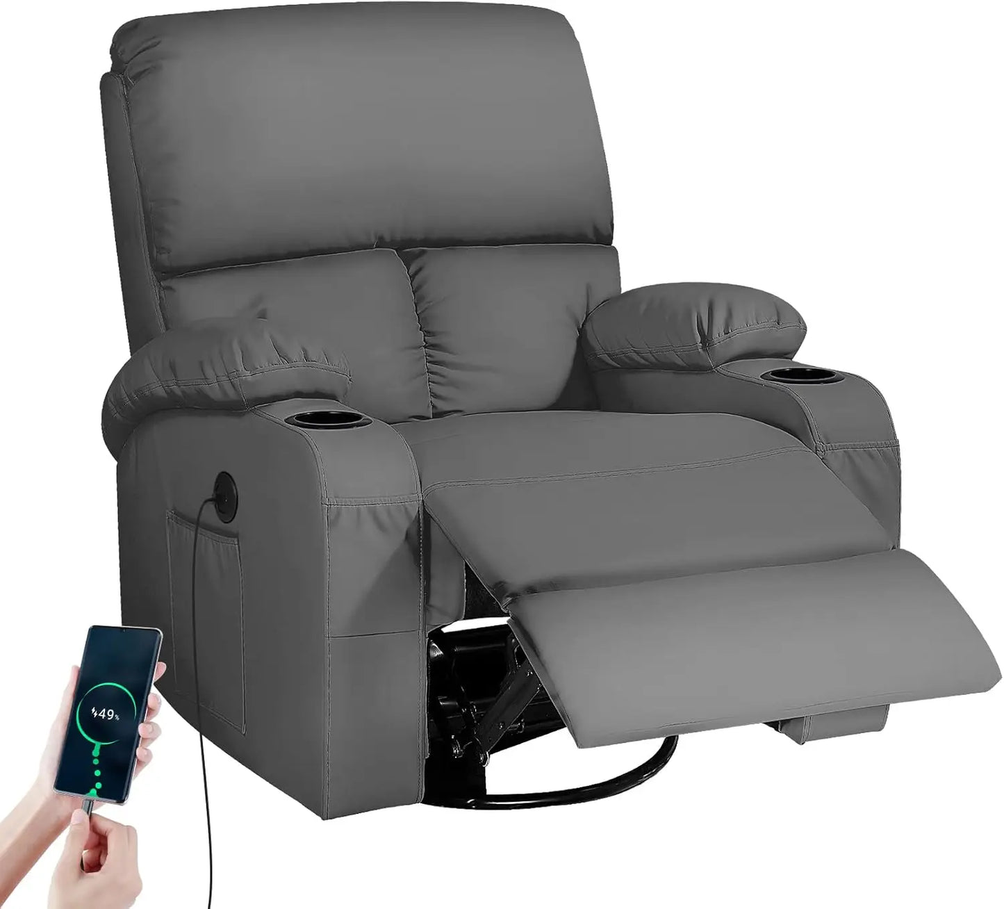 Recliner with Auto Massage Programs + Whisper-Quiet Swivel Base
