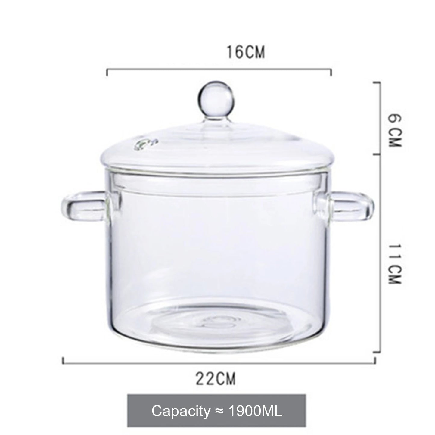Glass Soup Pots Saucepan with Cover Dust-proof