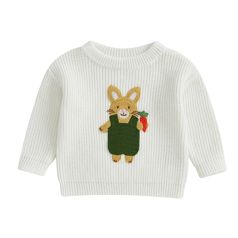 Toddler/Baby Pullover Sweater, Casual Easter Bunny Embroidery