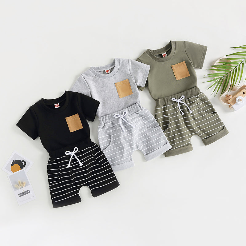 6MO-3T Boys 2Pcs Summer Set, Short Sleeve, Crew Neck