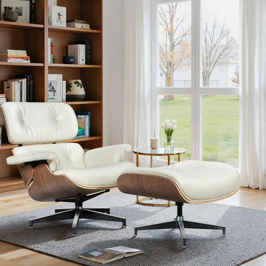Leather Lounge Chair with ottoman
