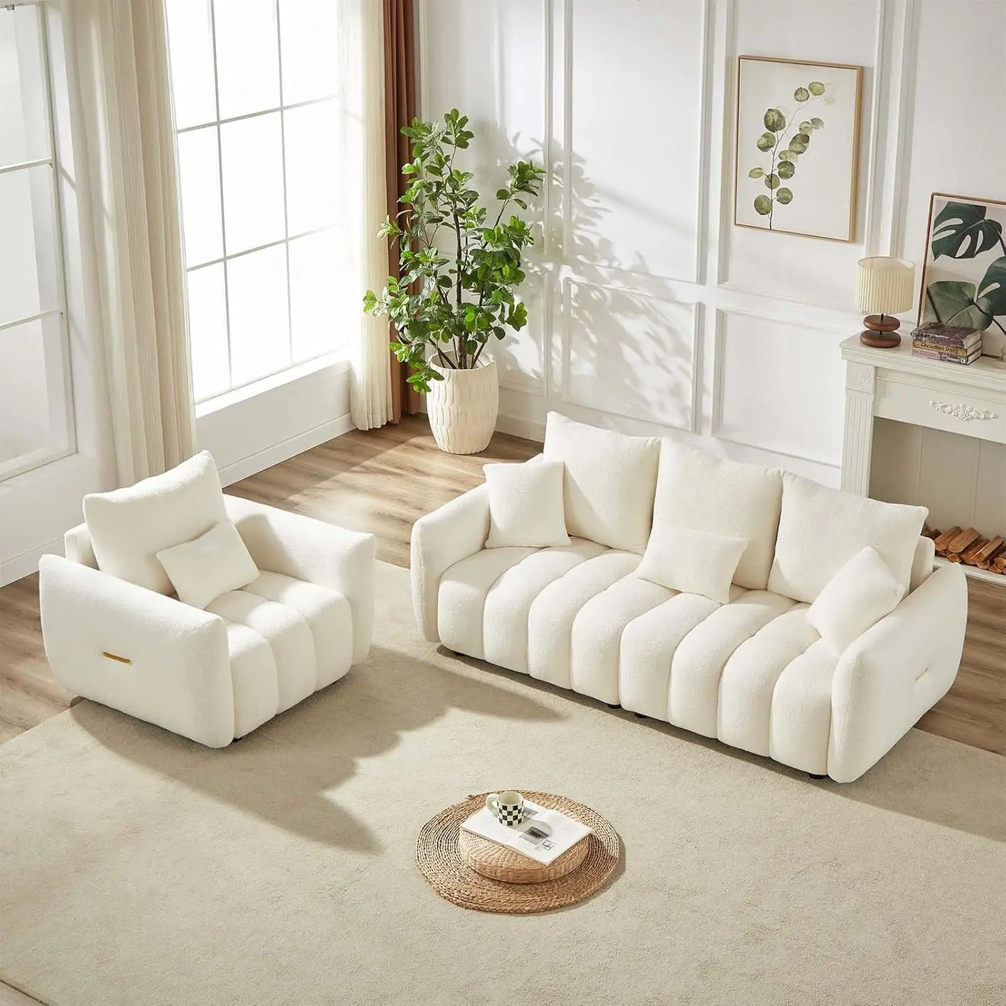 82" Upholstered 3-Seat Boucle Couch