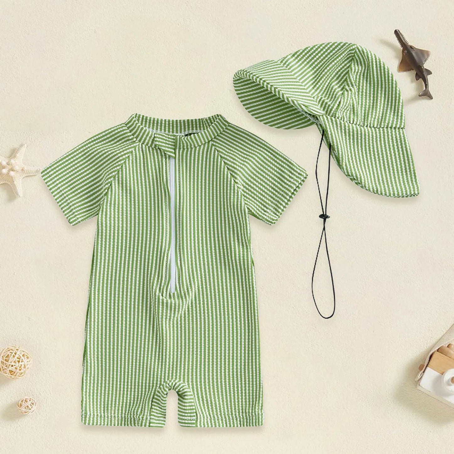 0-36 mo. Boys Swimsuit Long Sleeve Zipper Sun Protective Clothing