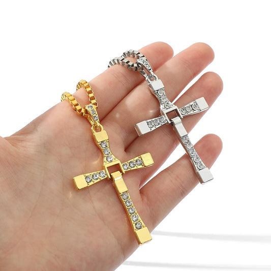 Cross Pendant with 10 Dominic Toretto Rhinestones J