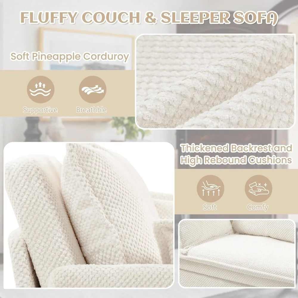74" King Pull Out Sofa Bed with USB Charging