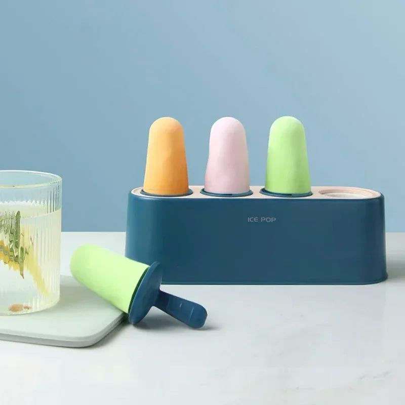 Home Ice Cream Mold Popsicle Diy Tool Silicone 4-hole Popsicle Box