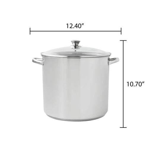 Stainless Steel 20-Quart Stock Pot with Glass Lid