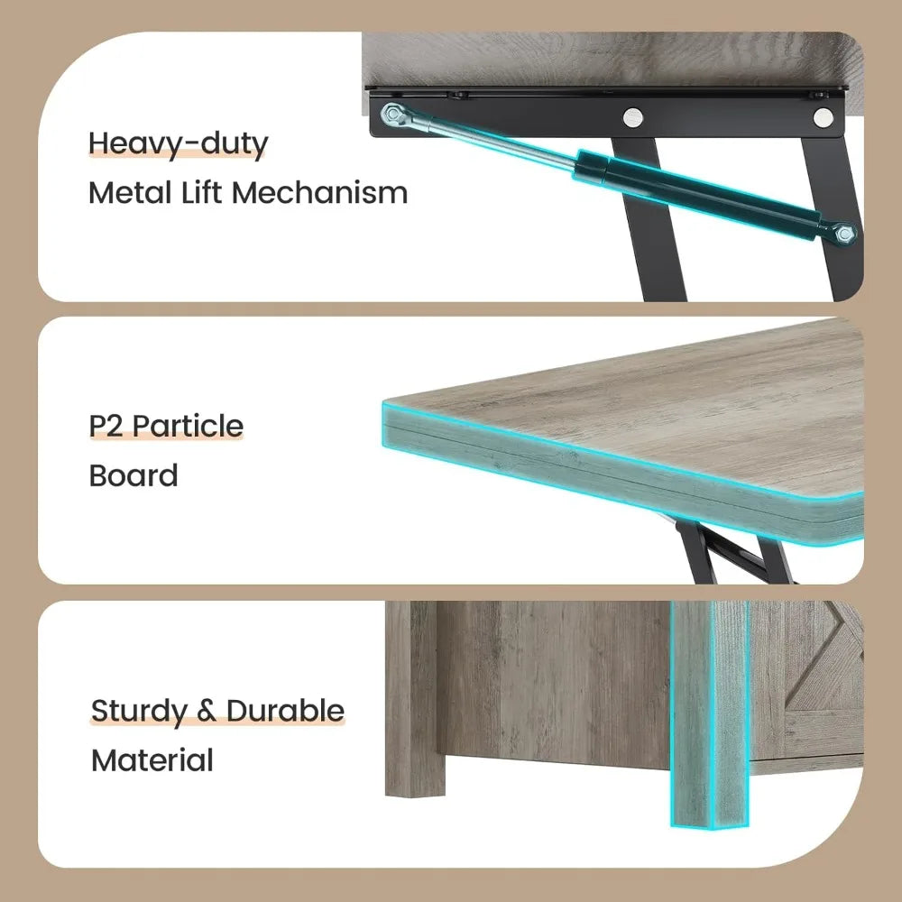 Farmhouse, 4 in 1 Multi-Function, Lift Top Coffee Table