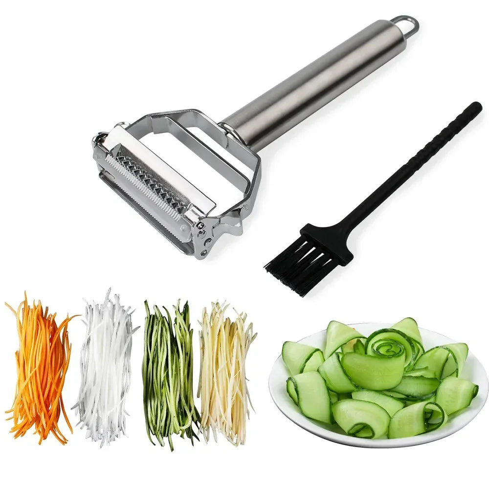 Stainless Steel Multifunction Peeler, Fruit & Vegetable Grater, Julienne Slicer for Potato, Carrot, Cucumber, Kitchen Tool