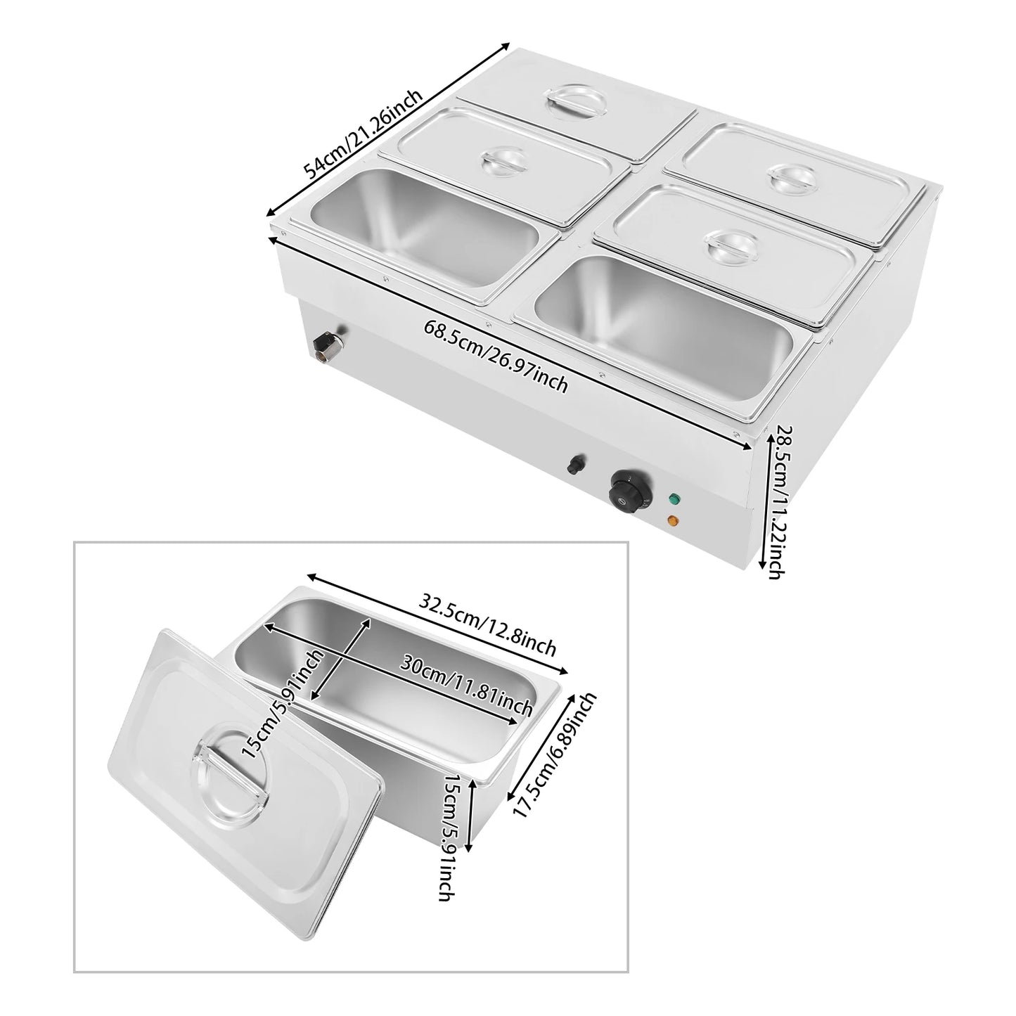 1500W Countertop Stainless Steel Soup Warmer