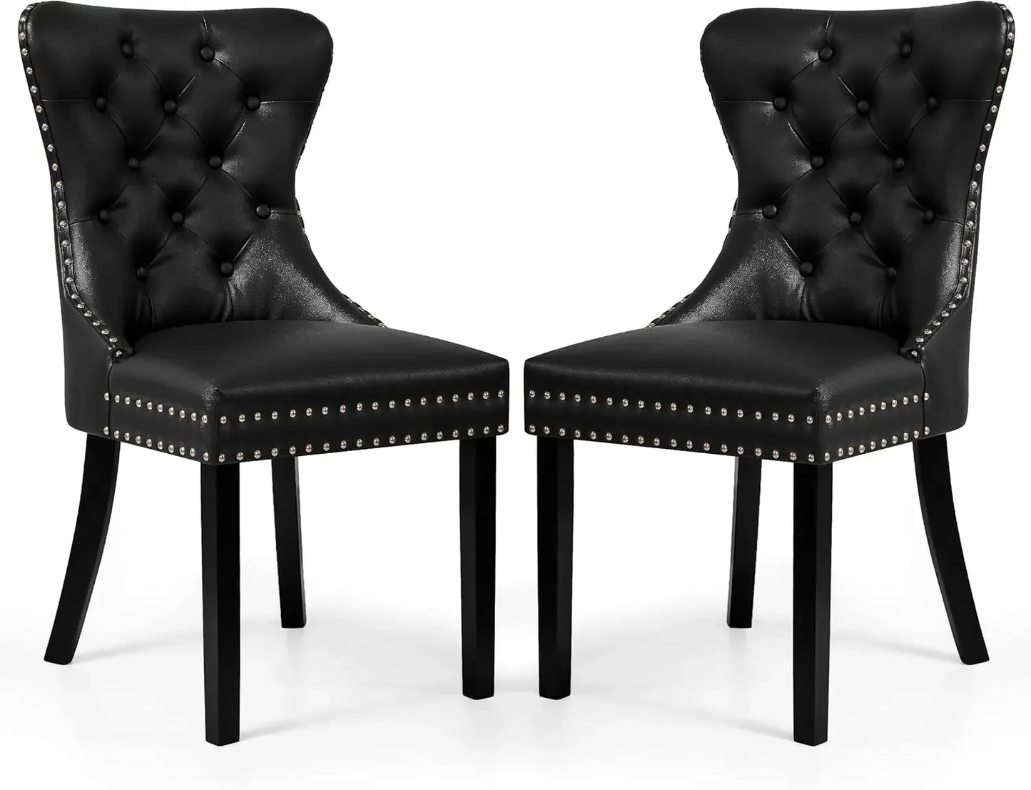 Set of 8, Leather Parson Chairs for Dining Room, Bedroom, and Living Room
