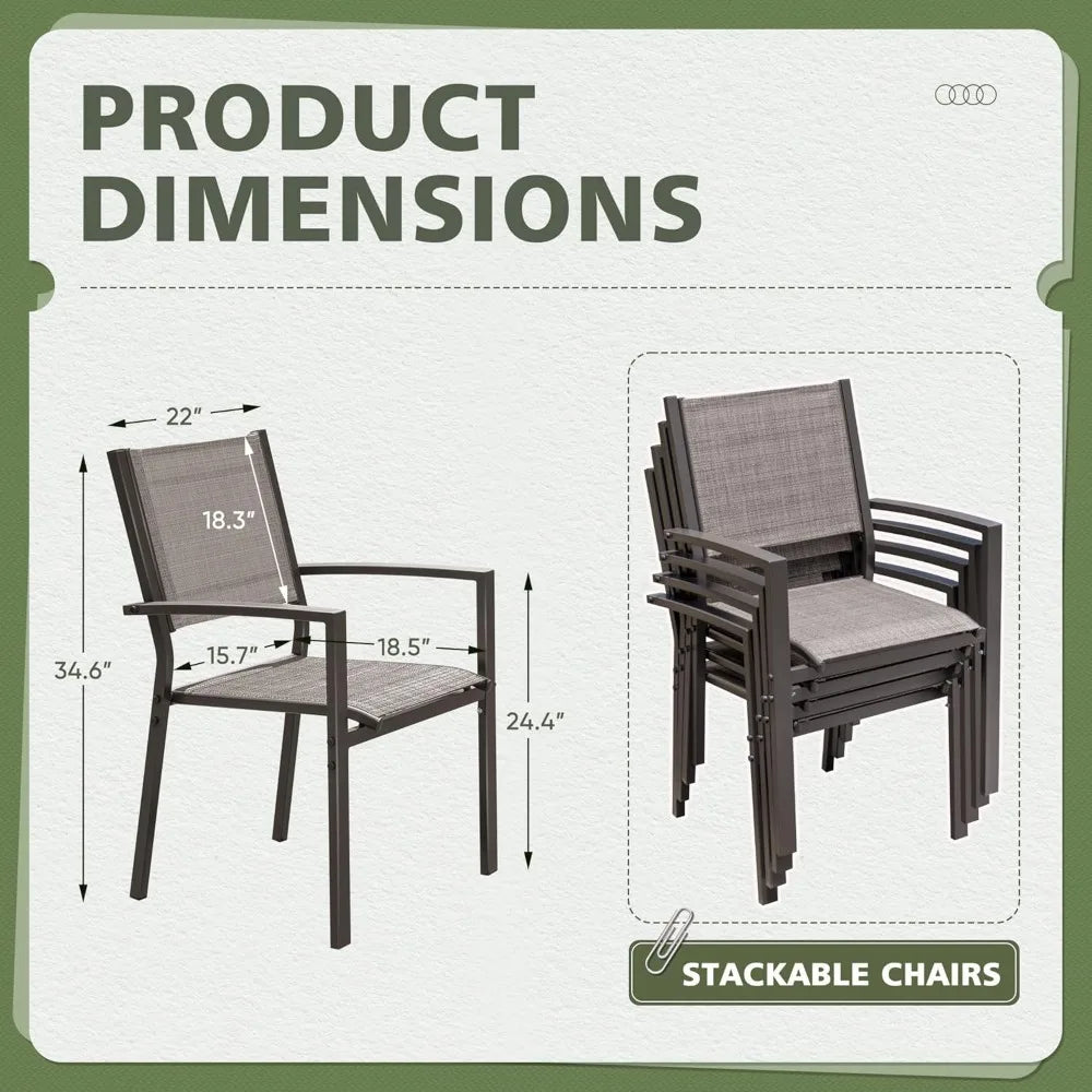 Patio Chairs Textilene Outdoor Chairs Set of 6 Stackable Dining Chair