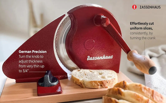 Classic Hand Crank Home Bread Slicer (Red)
