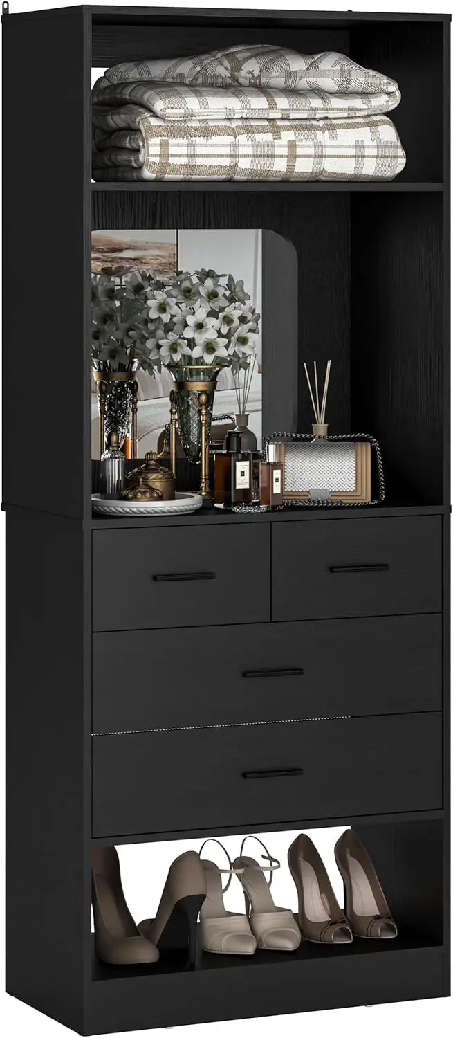 25” Closet Organizer System, Freestanding Shoe Storage Shelves, Heavy Duty Walk in Closet Tower