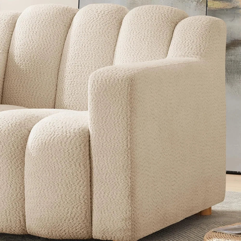 40" Comfy Boucle, Deep Seat and Wide Arms, Upholstered Armchair