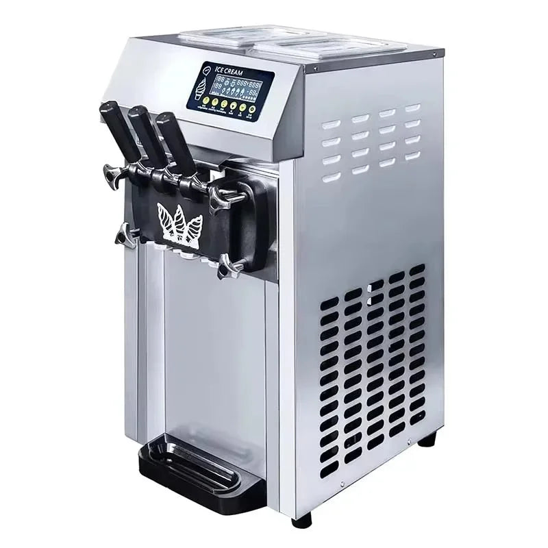 VEVOR Soft Ice Cream Machines 18-28L/H Commercial Sorbet Coolers Tricolor Desktop Sweet Cone Freezing Equipment Vending Machine