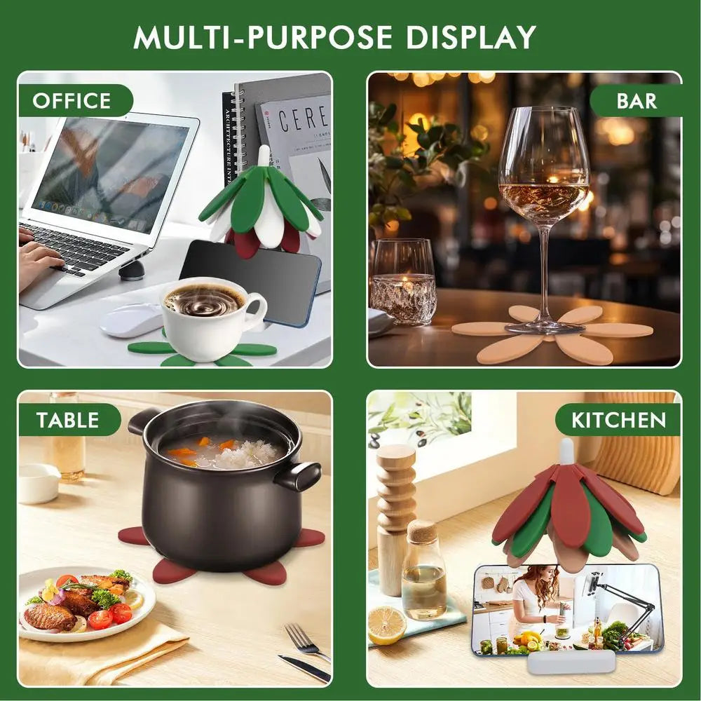 Christmas Tree Trivet Silicone Table Mat Multi-Functional Heat Resistant Pot Holders