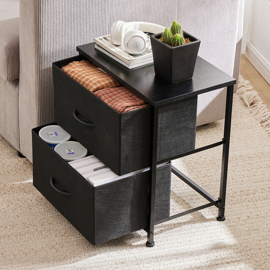 Nightstand with 2 Fabric Drawers