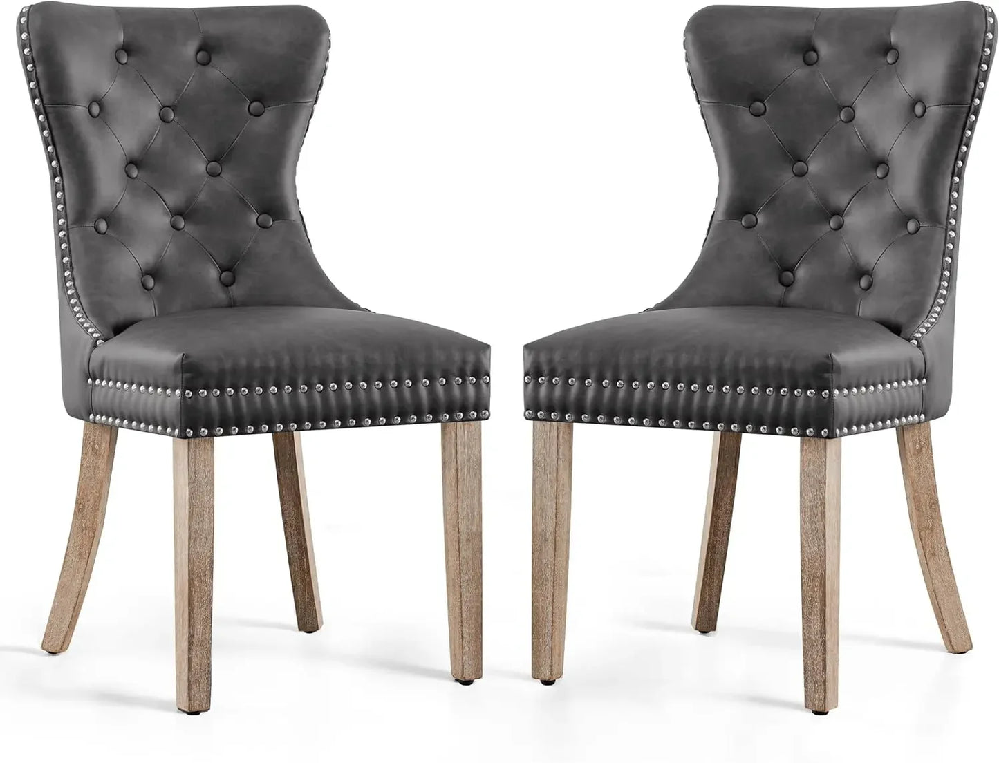 Set of 8, Leather Parson Chairs for Dining Room, Bedroom, and Living Room
