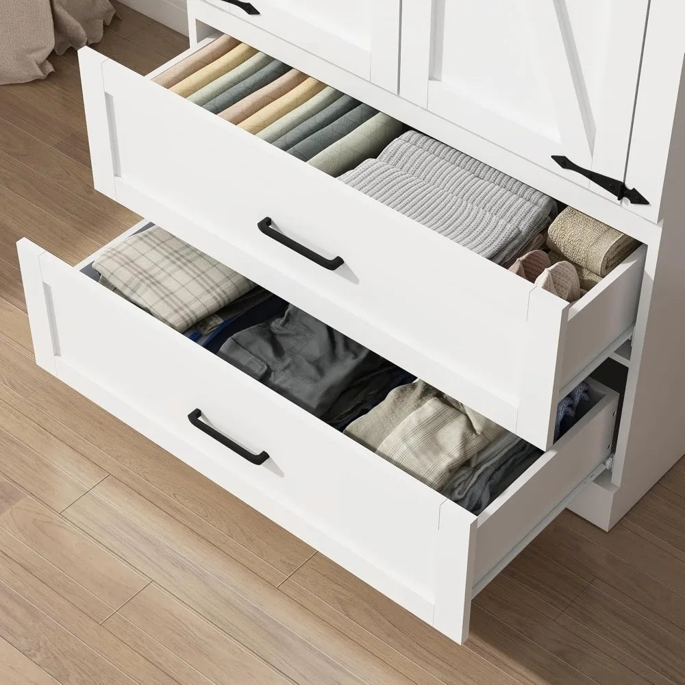 Armoire Closet with Doors and Drawers, with Shelves & Hanging Rod for Clothing