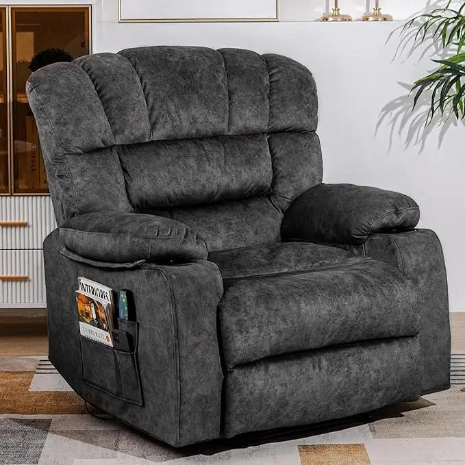 Ergonomic Recliner with Foam Filling, 2 Cup Holders & Side Pocket