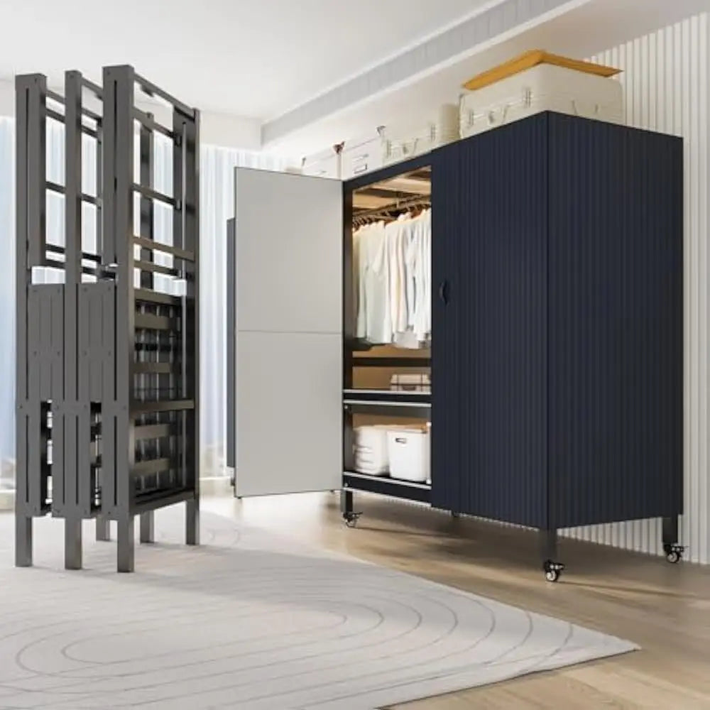 71in Foldable Portable Wardrobe on Wheels