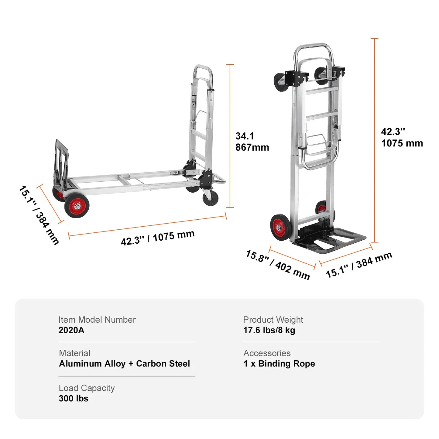 SucceBuy 400 lbs Folding Hand Truck Lightweight Dolly with Wheels