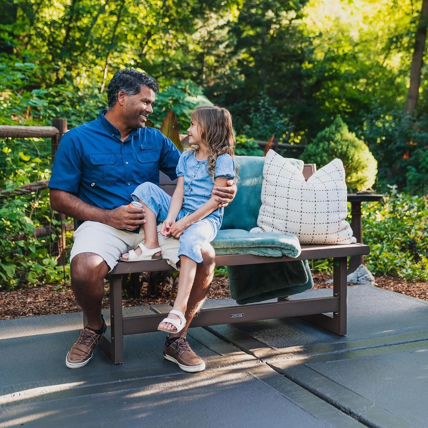 Outdoor Convertible Bench, 55 Inch, Mocha Brown