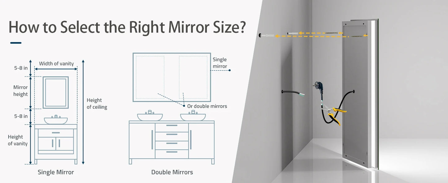 40x24 Inch LED AntiFog Mirror with Front Light and Backlit in 3 Dimmable Colors