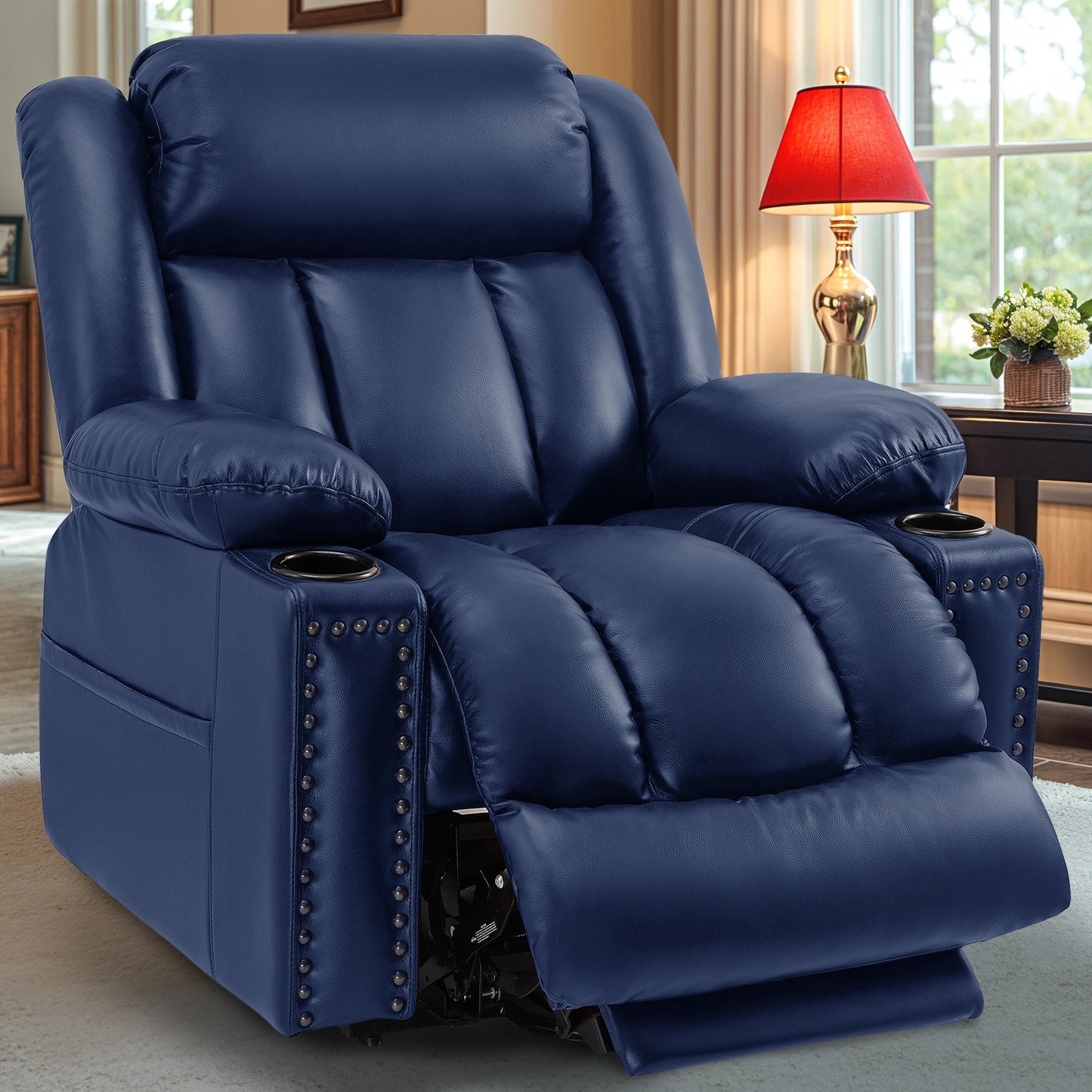 Large Faux Leather Power Lift Chair Recliner with Power Headrest