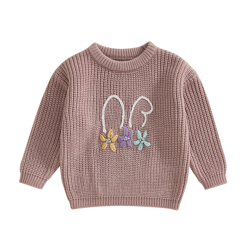 12MO-4T Girl/Boy Children Bunny Sweaters, Long Sleeve Casual Knit Pullover