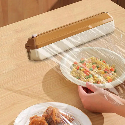 Magnetic Wrap Dispenser With Cutter Refillable Food Wrap Storage Dispenser Kitchen Food Cling Sliding Cutter For Home Kitchen