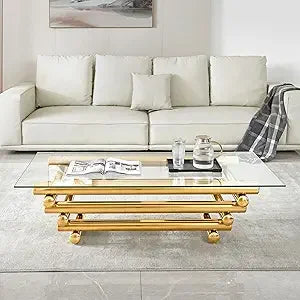 55" Rectangular Tempered Glass Top with Stainless Steel Legs