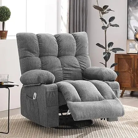 Ergonomic Rocking Recliner with Vibration Massage, Heat, and Side Pocket